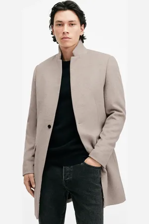 AllSaints Hargrove smart coat in stone-White