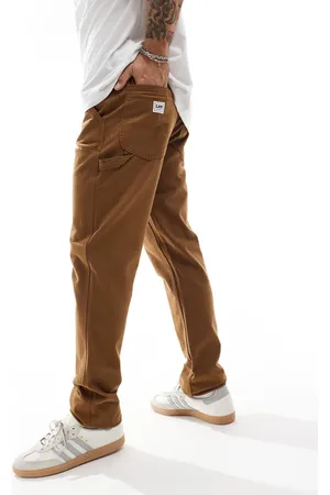 Lee Double knee carpenter relaxed straight herringbone cotton pants in -Brown