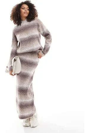 Y.A.S Ombre knitted maxi skirt in neutral (part of a set)