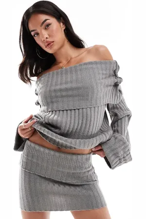 SNDYS Ribbed knit folded waist mini skirt in (part of a set)