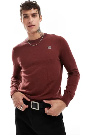 Paul Smith Zebra logo tipped neck knit jumper in -Red