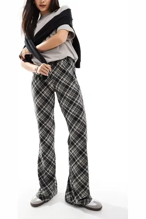 Noisy May Flared pants in check