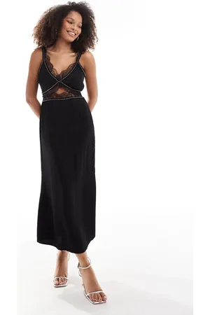 Never Fully Dressed Mimi studded lace midaxi dress in black