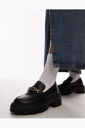 Topshop Cher chunky loafers with gold trim in