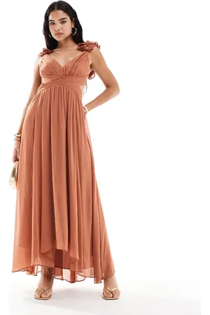 Forever New Ruffle shoulder maxi dress in