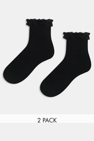 ASOS 2 pack frill top socks in