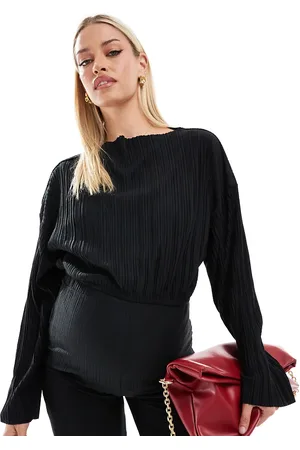 Mama;licious Mamalicious Maternity long sleeved plisse cropped top in (part of a set)