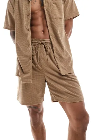 South Beach Waffle towelling beach shorts in (part of a set)-Neutral