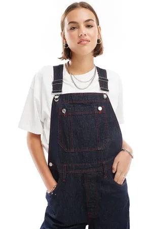 ASOS Denim dungarees with contrast stitch in indigo