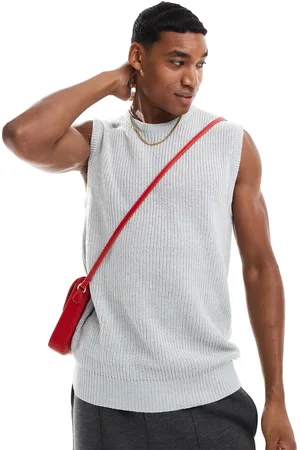Brave Soul Knitted crew neck singlet in ecru marl