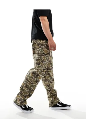 Vans Range baggy tapered pants with elastic waist in and green abstract print-Multi
