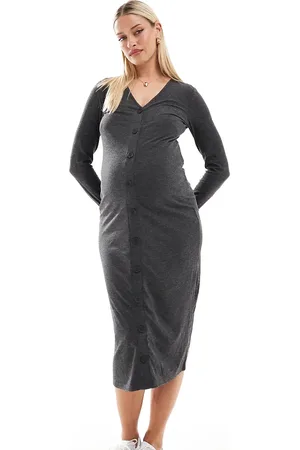 Mama;licious Mamalicious Maternity nursing function cardigan midi dress in grey