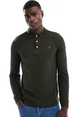 Farah Blanes long sleeve polo in green