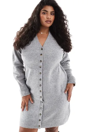 VERO MODA Button down knitted mini dress in melange