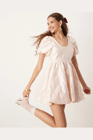 Sister Jane Puff sleeve jacquard mini dress in