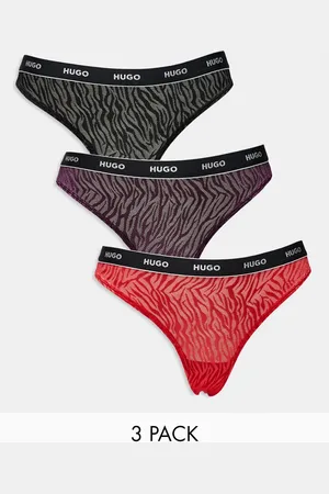 HUGO BOSS HUGO Bodywear 3 pack lingerie thongs in black and red lace