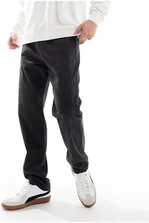 JACK & JONES Tapered fit smart pants with drawstring waist in dark grey