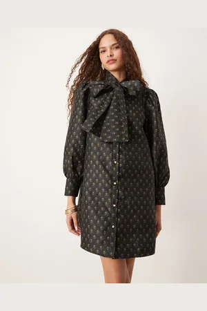 Sister Jane Metallic tie front jacquard mini dress in