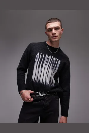 AllSaints Fayde logo knit jumper in grey-Black