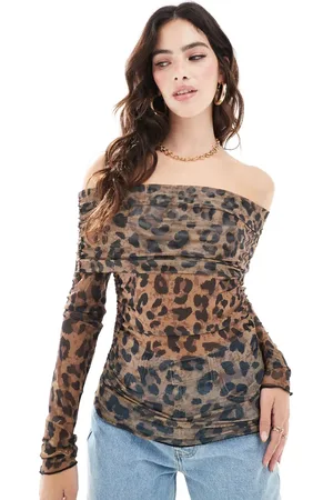 JJXX Off the shoulder mesh top in -Multi