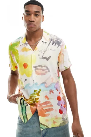 Coney Island Picnic Watercolour print revere shirt in
