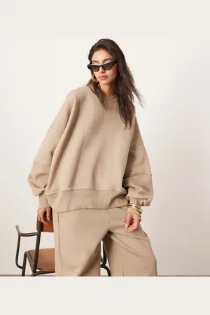ASOS Premium heavyweight sweatshirt with seam detailing in -Brown