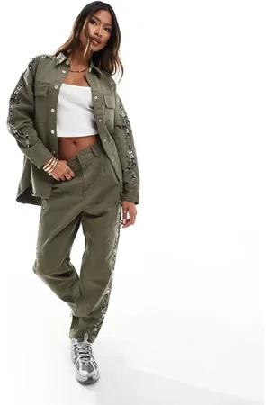 River Island Embellished chino pants in (part of a set)-Green
