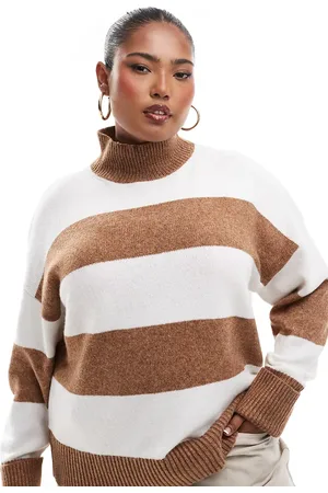 ASOS ASOS DESIGN Curve knitted high neck jumper with turn back cuffs in -Multi