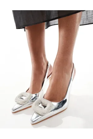 Public Desire Floss embellished trim heeled slingback shoes in