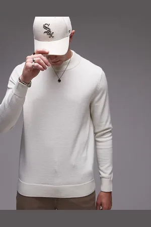 SELECTED Mock neck knitted jumper in cream-White