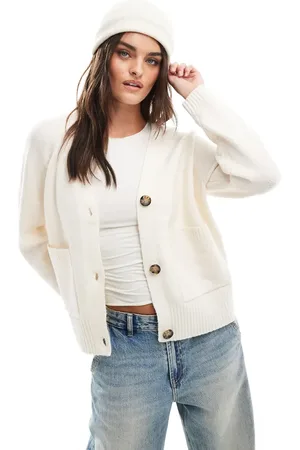 VERO MODA V-neck button down cardigan in -White