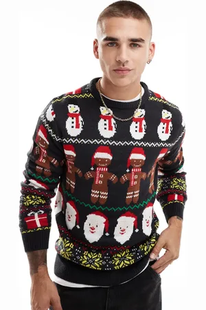 Brave Soul Christmas crew neck jumper in multi
