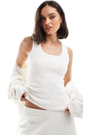 4th & Reckless Lunar chenille knit singlet in -White