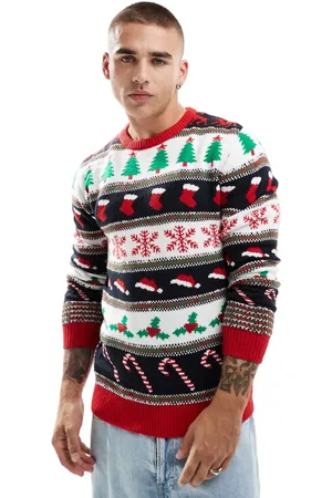 Brave Soul Christmas crew neck jumper in multi