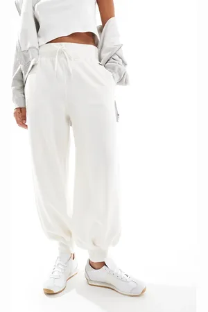 Ralph Lauren Icon logo cuffed trackies in cream-White