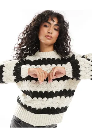 Y.A.S Chunky knitted jumper in bold -Black