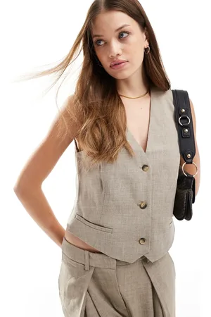 VERO MODA Aware textured waistcoat in taupe melange (part of a set)