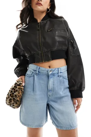 River Island Clean mid length denim shorts in mid