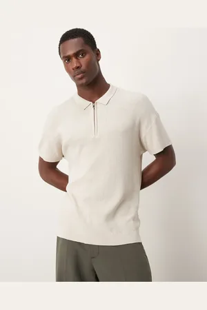New Look Short sleeve 1/4 zip polo in -Grey