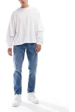 JJ Adam tapered jeans in mid blue wash