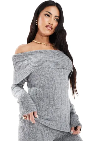 In The Style Foldover bardot rib knitted jumper in (part of a set)