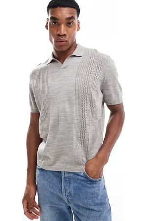 ASOS Relaxed boxy lightweight knitted polo shirt with vertical panels in