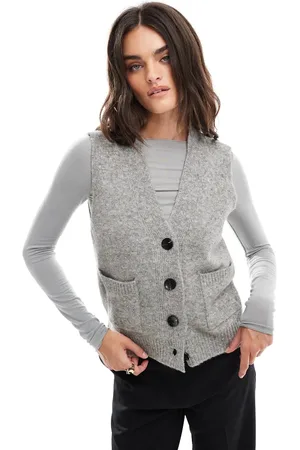 VERO MODA Sleeveless knitted waistcoat in melange