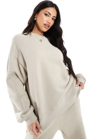 The Couture Club Washed essentials oversized crew neck sweat in -Neutral