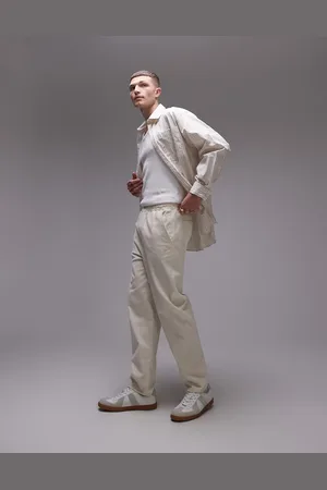 Topman Tapered cord pants in -White