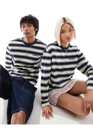 Kickers Unisex crew neck sweat with chest embroidered logo in stripe-Multi