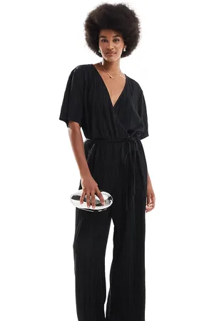 VERO MODA Plisse wrap front jumpsuit in