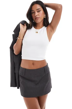 ONLY Mini skort in charcoal pinstripe (part of a set)-Grey