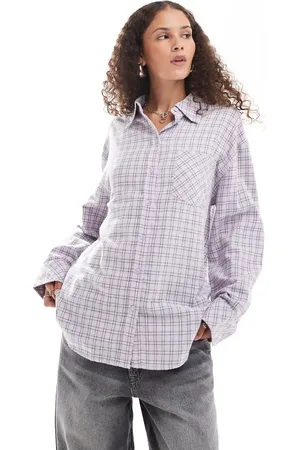 Monki Long sleeve flannel shirt in -Purple