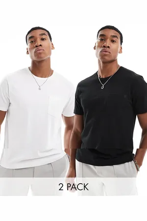 French Connection French Connection 2 pack classic pocket t-shirt in black and white-Multi